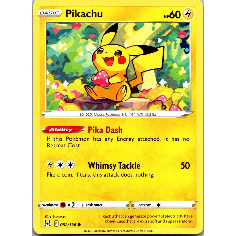 Pikachu Common SWSH11: Lost Origin 052/196 MP tcga+